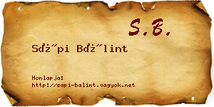 Sápi Bálint névjegykártya